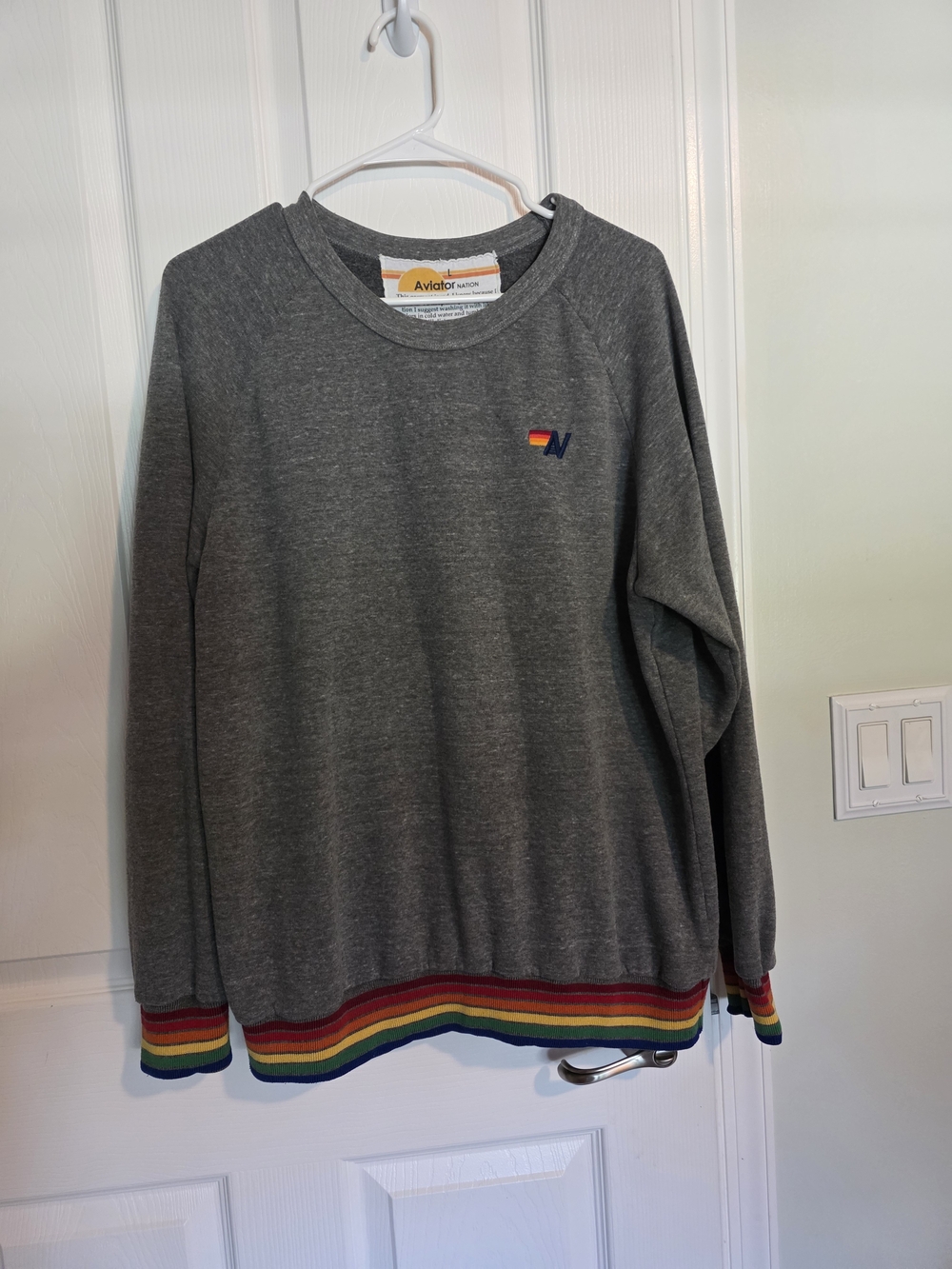 Aviator Nation Rainbow Rib Crewneck - Picture 2 of 8